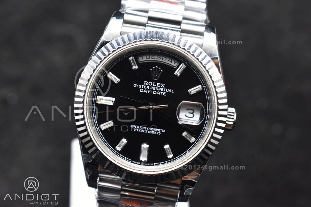 DayDate 40 SS GMF Gain Weight Black Crystal Dial On President Bracelet A2836