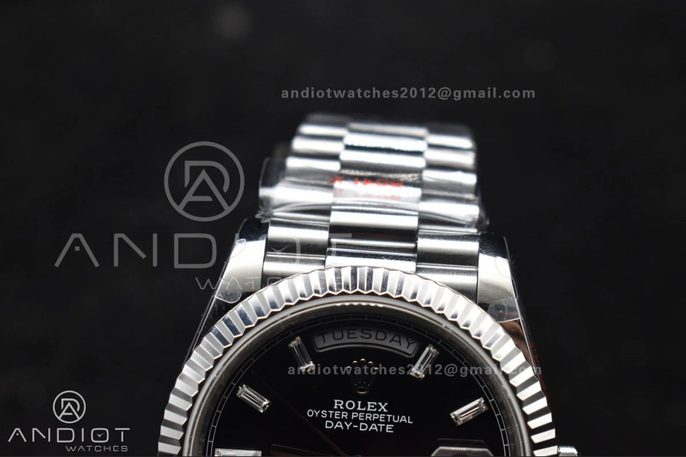 DayDate 40 SS GMF Gain Weight Black Crystal Dial On President Bracelet A2836