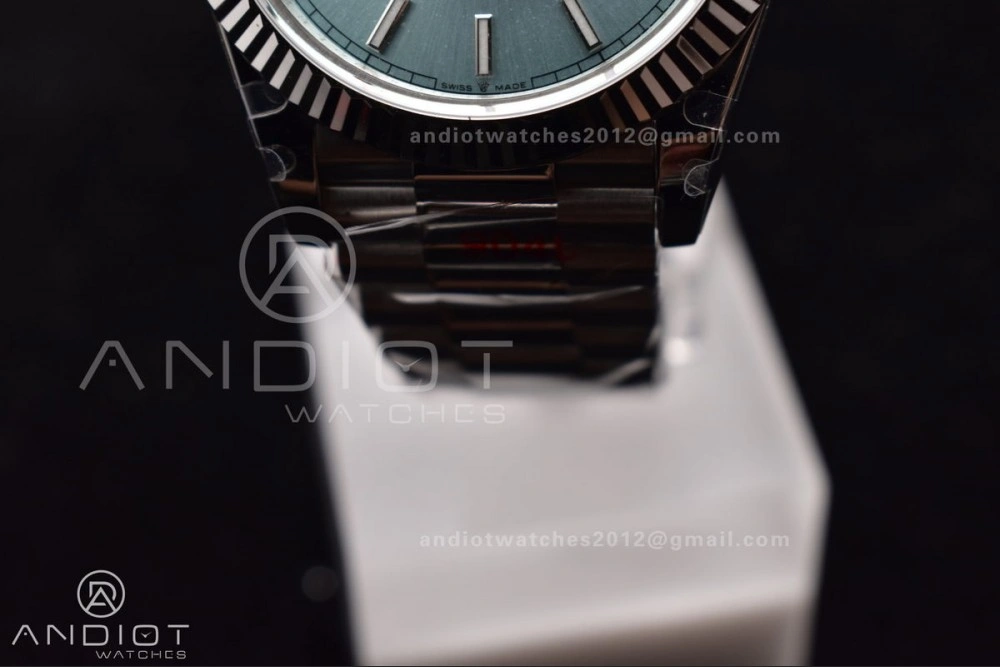 DayDate 40 SS GMF Gain Weight Ice Blue Stick Dial on President Bracelet A2836