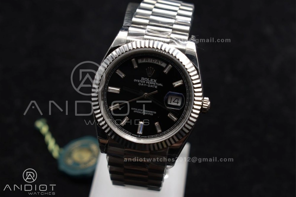DayDate 40 SS GSF Gain Weight Black Crystal Dial on President Bracelet A2836