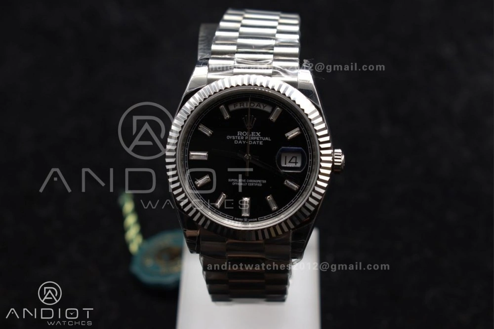 DayDate 40 SS GSF Gain Weight Black Crystal Dial on President Bracelet A2836