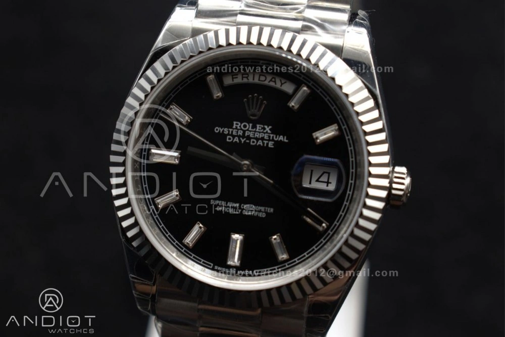 DayDate 40 SS GSF Gain Weight Black Crystal Dial on President Bracelet A2836