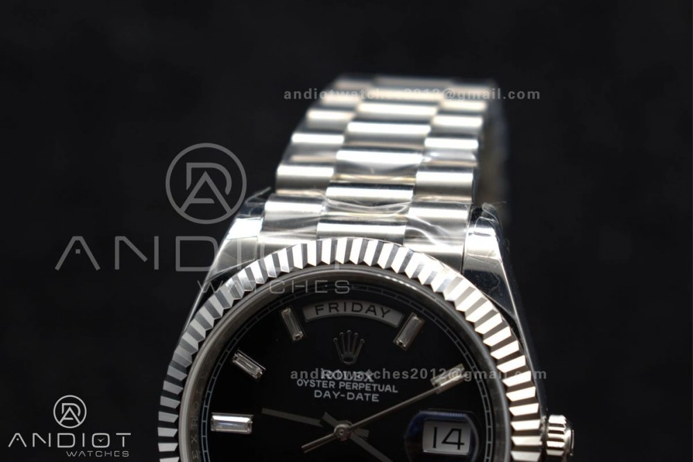 DayDate 40 SS GSF Gain Weight Black Crystal Dial on President Bracelet A2836