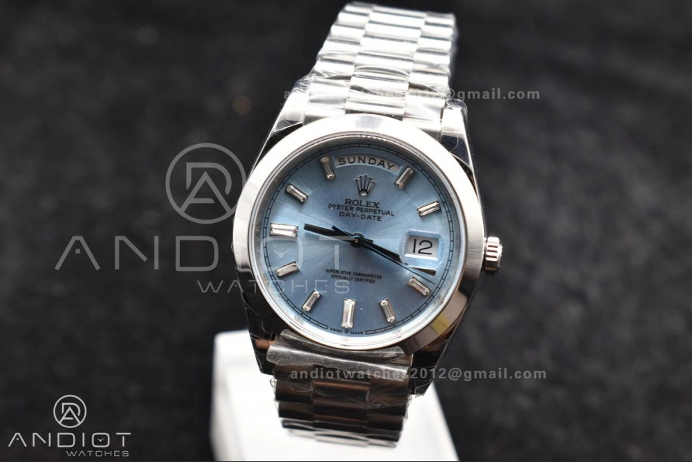 DayDate 40 SS GSF Gain Weight Iced Blue Crystal Dial On President Bracelet A2836