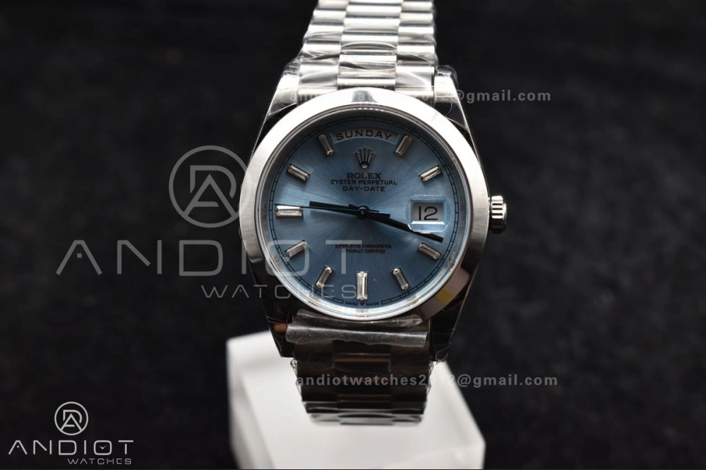 DayDate 40 SS GSF Gain Weight Iced Blue Crystal Dial On President Bracelet A2836