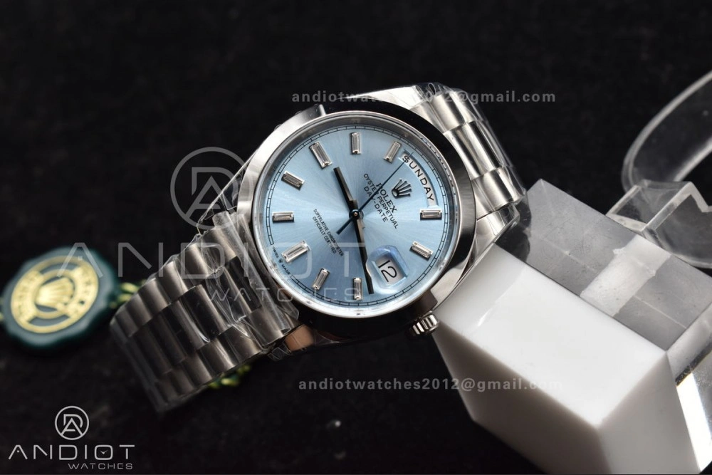 DayDate 40 SS GSF Gain Weight Iced Blue Crystal Dial On President Bracelet A2836