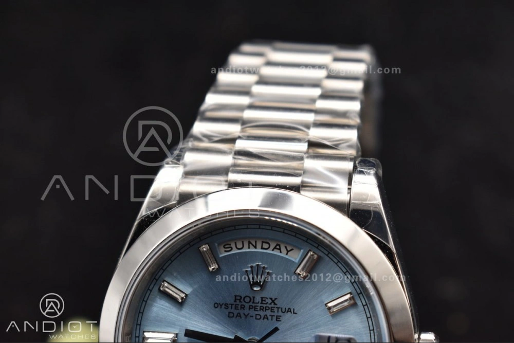 DayDate 40 SS GSF Gain Weight Iced Blue Crystal Dial On President Bracelet A2836