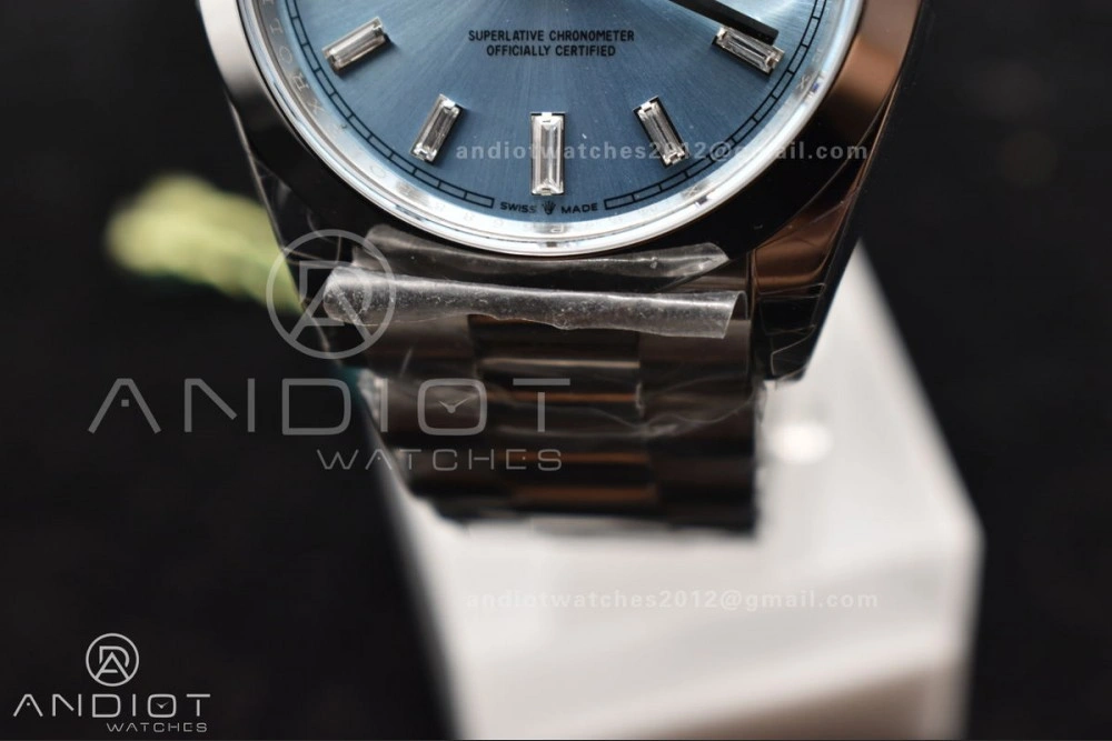 DayDate 40 SS GSF Gain Weight Iced Blue Crystal Dial On President Bracelet A2836