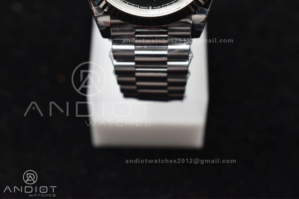 DayDate 40 SS JDF 904L Steel Green Arabic Dial on President Bracelet VR3255 V3 (Gain Weight)