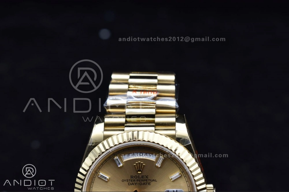 DayDate 40 YG GMF Gain Weight 904L Steel Gold Dial Diamond Markers On President Bracelet A3255 V2