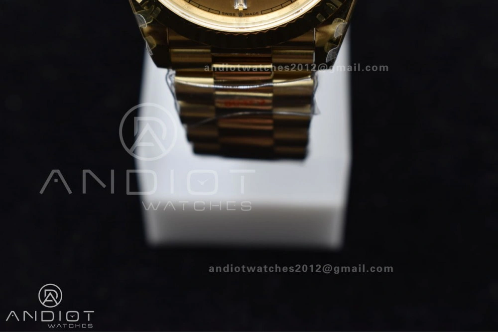 DayDate 40 YG GMF Gain Weight 904L Steel Gold Dial Diamond Markers On President Bracelet A3255 V2