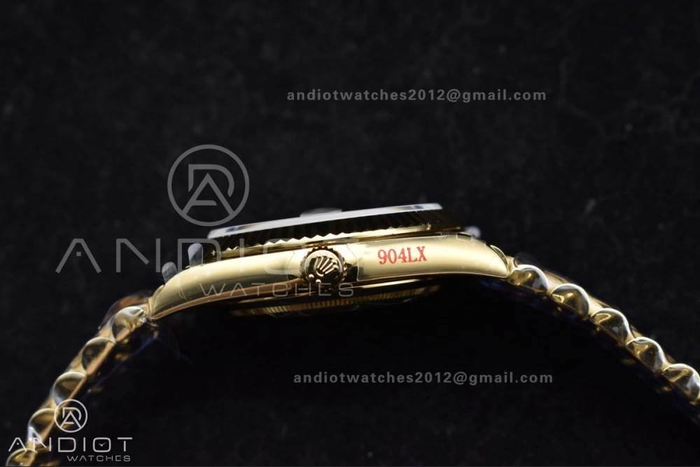 DayDate 40 YG GMF Gain Weight 904L Steel Gold Dial Diamond Markers On President Bracelet A3255 V2