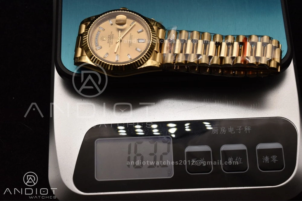 DayDate 40 YG GMF Gain Weight 904L Steel Gold Dial Diamond Markers On President Bracelet A3255 V2