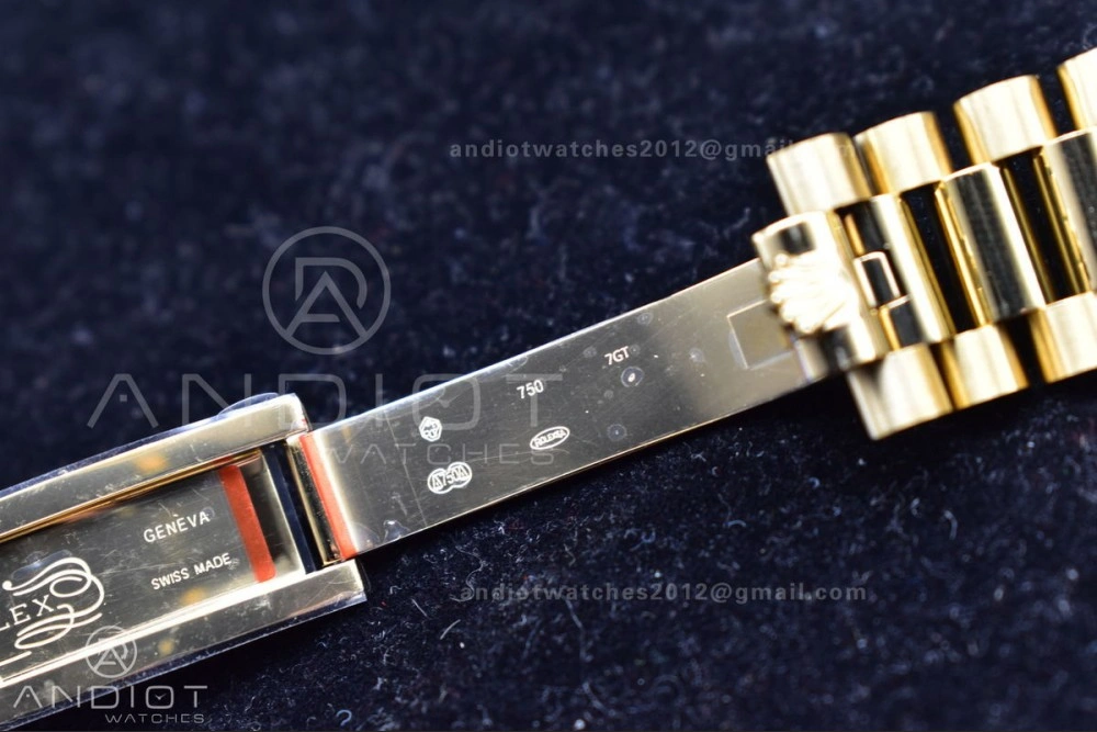 DayDate 40 YG GMF Plated 904L Steel Black Dial Crystal Markers On President Bracelet A2836 V2