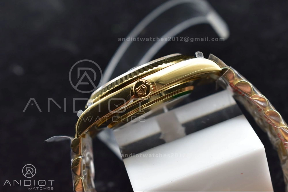 DayDate 40 YG GMF Plated 904L Steel Black Dial Crystal Markers On President Bracelet A2836 V2