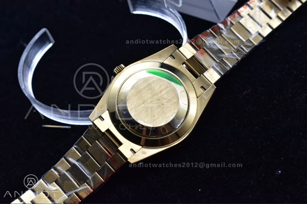 DayDate 40 YG GMF Plated 904L Steel Black Dial Crystal Markers On President Bracelet A2836 V2