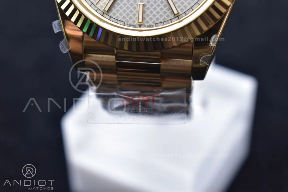 DayDate 40 YG GMF Plated 904L Steel Checked Dial Crystal Markers On President Bracelet A2836 V2