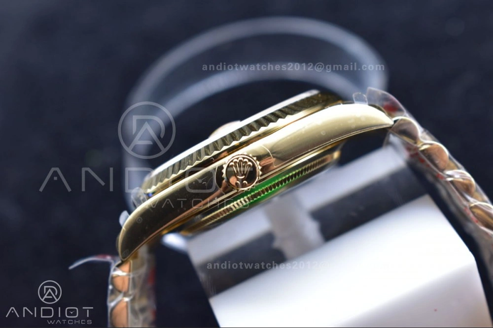 DayDate 40 YG GMF Plated 904L Steel Checked Dial Crystal Markers On President Bracelet A2836 V2