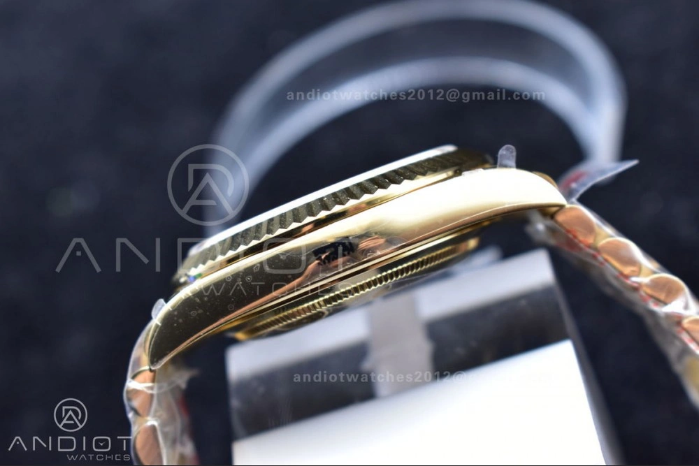 DayDate 40 YG GMF Plated 904L Steel Checked Dial Crystal Markers On President Bracelet A2836 V2