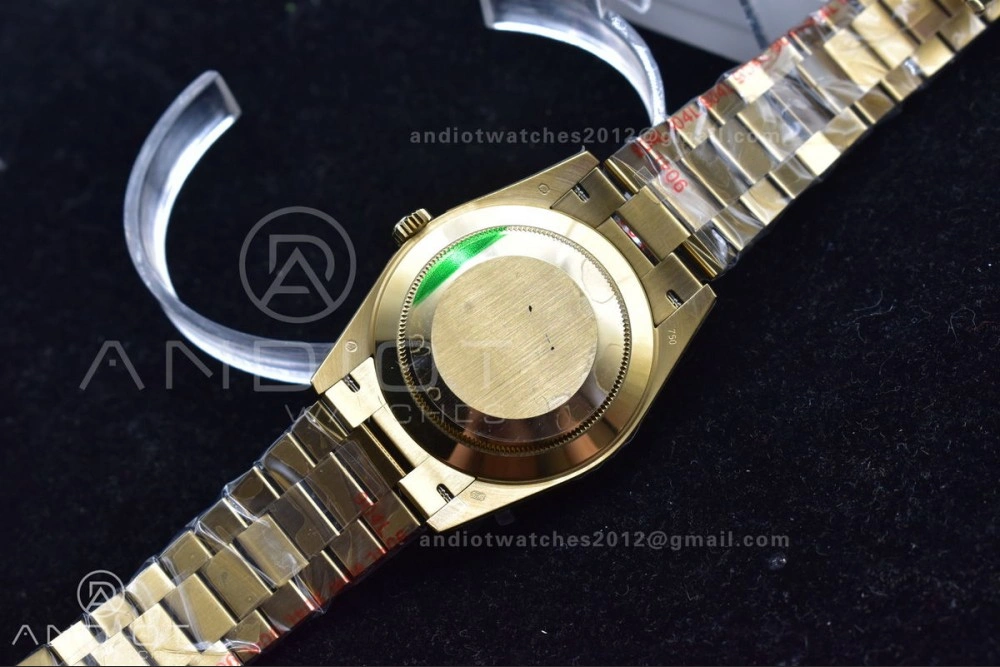 DayDate 40 YG GMF Plated 904L Steel Checked Dial Crystal Markers On President Bracelet A2836 V2