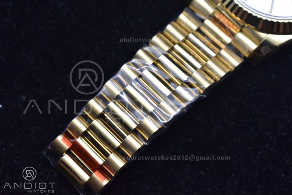 DayDate 40 YG GMF Plated 904L Steel Checked Dial Crystal Markers On President Bracelet A2836 V2