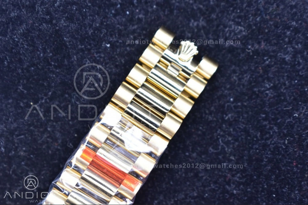 DayDate 40 YG GMF Plated 904L Steel Checked Dial Crystal Markers On President Bracelet A2836 V2