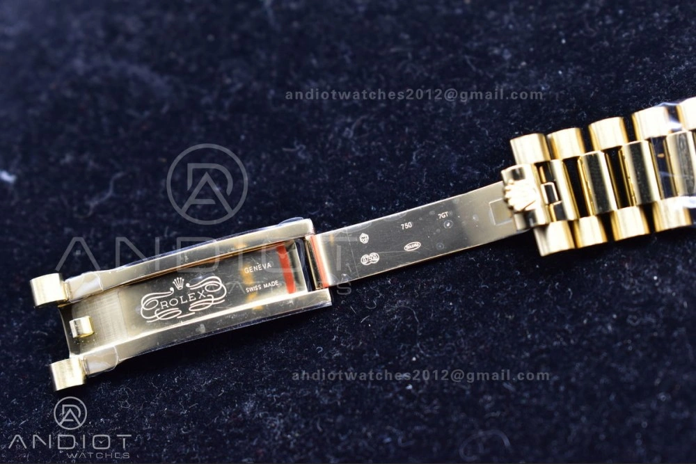 DayDate 40 YG GMF Plated 904L Steel Checked Dial Crystal Markers On President Bracelet A2836 V2