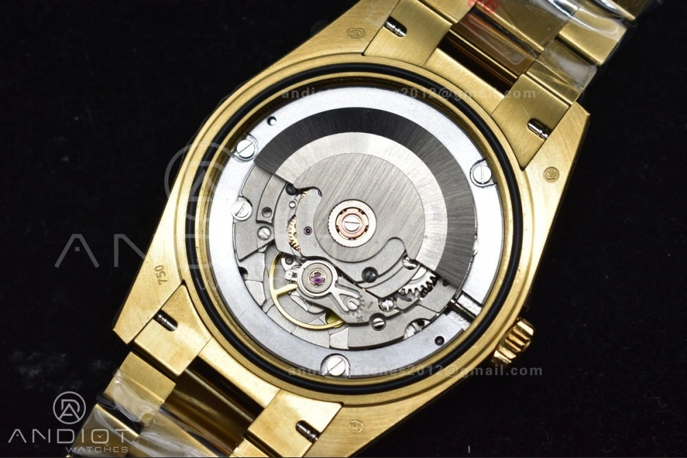 DayDate 40 YG GMF Plated 904L Steel Checked Dial Crystal Markers On President Bracelet A2836 V2