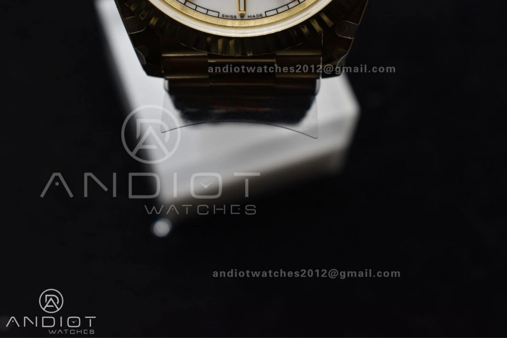 DayDate 40 YG GMF Tungsten Weighted 904L Steel White Dial Stick Markers On President Bracelet A2836 V2