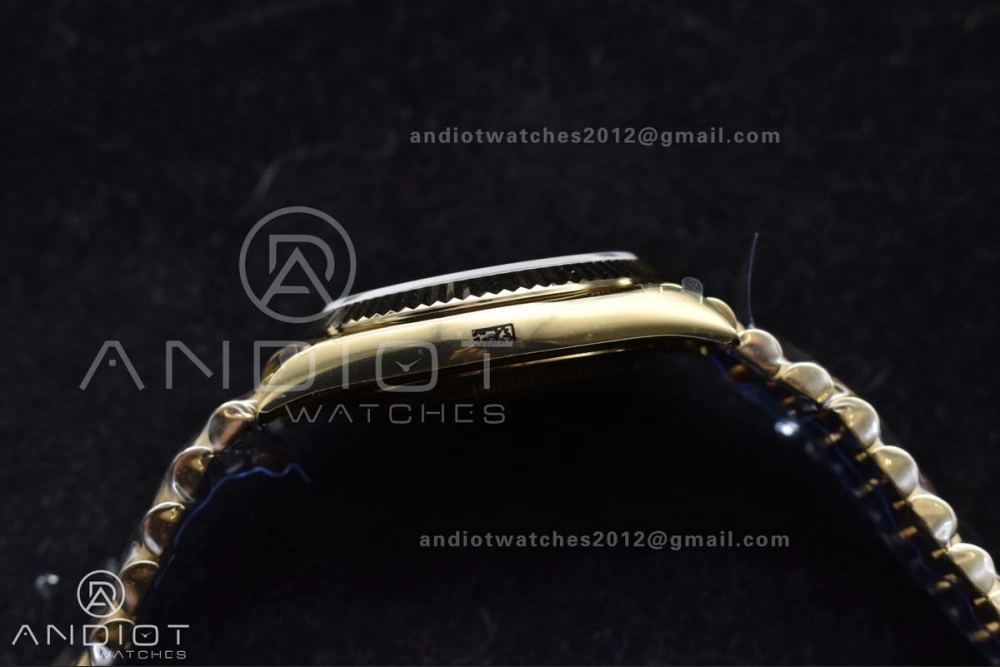 DayDate 40 YG GMF Tungsten Weighted 904L Steel White Dial Stick Markers On President Bracelet A2836 V2