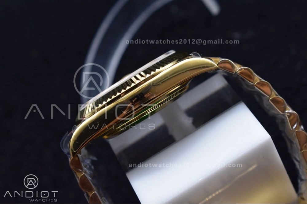 DayDate 40 YG JDF Gain Weight 904L Steel YG Dial Stick Markers on President Bracelet A2836 V2