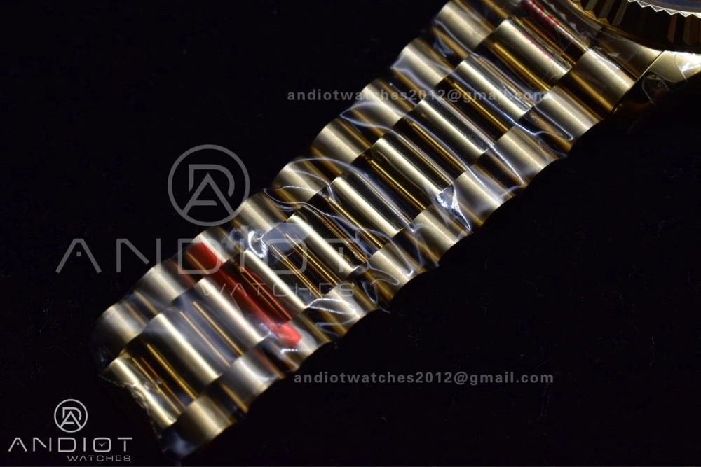 DayDate 40 YG JDF Gain Weight 904L Steel YG Dial Stick Markers on President Bracelet A2836 V2