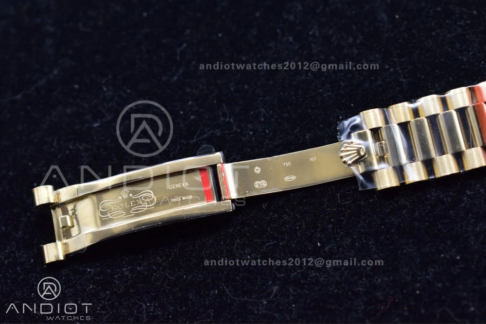 DayDate 40 YG JDF Gain Weight 904L Steel YG Dial Stick Markers on President Bracelet A2836 V2