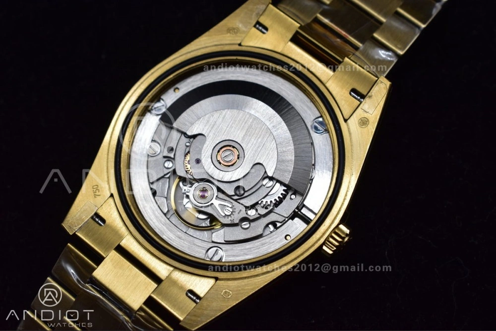 DayDate 40 YG JDF Gain Weight 904L Steel YG Dial Stick Markers on President Bracelet A2836 V2