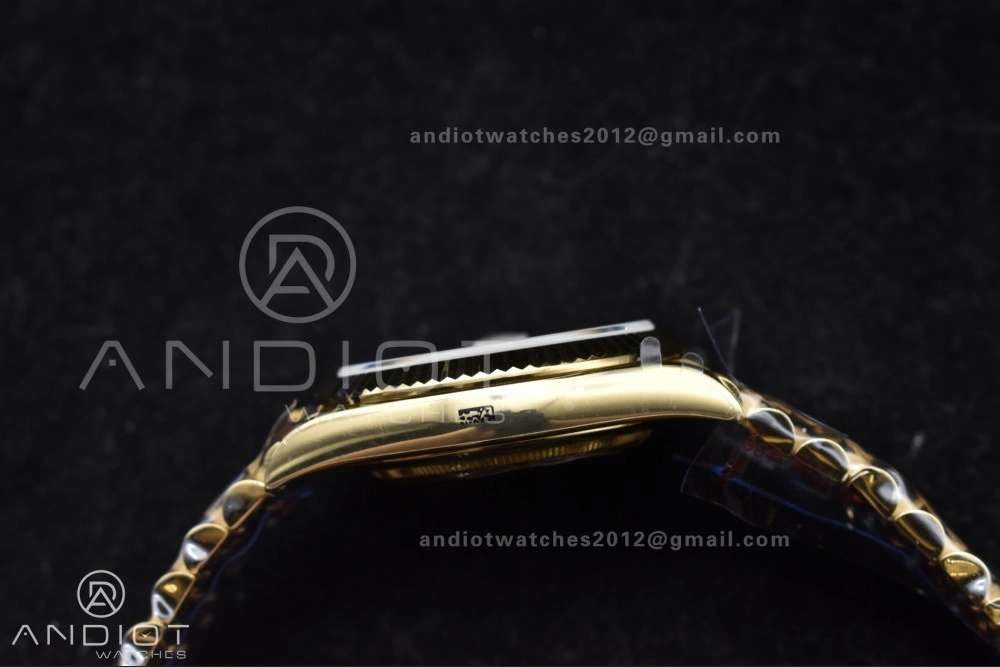 DayDate 40 YG QF Best Edition 904L Steel Green Black Dial on President Bracelet A2836 V4 (Gain Weight)