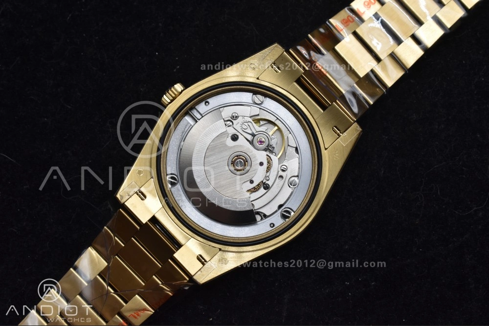 DayDate 40 YG QF Best Edition 904L Steel Green Black Dial on President Bracelet A2836 V4 (Gain Weight)