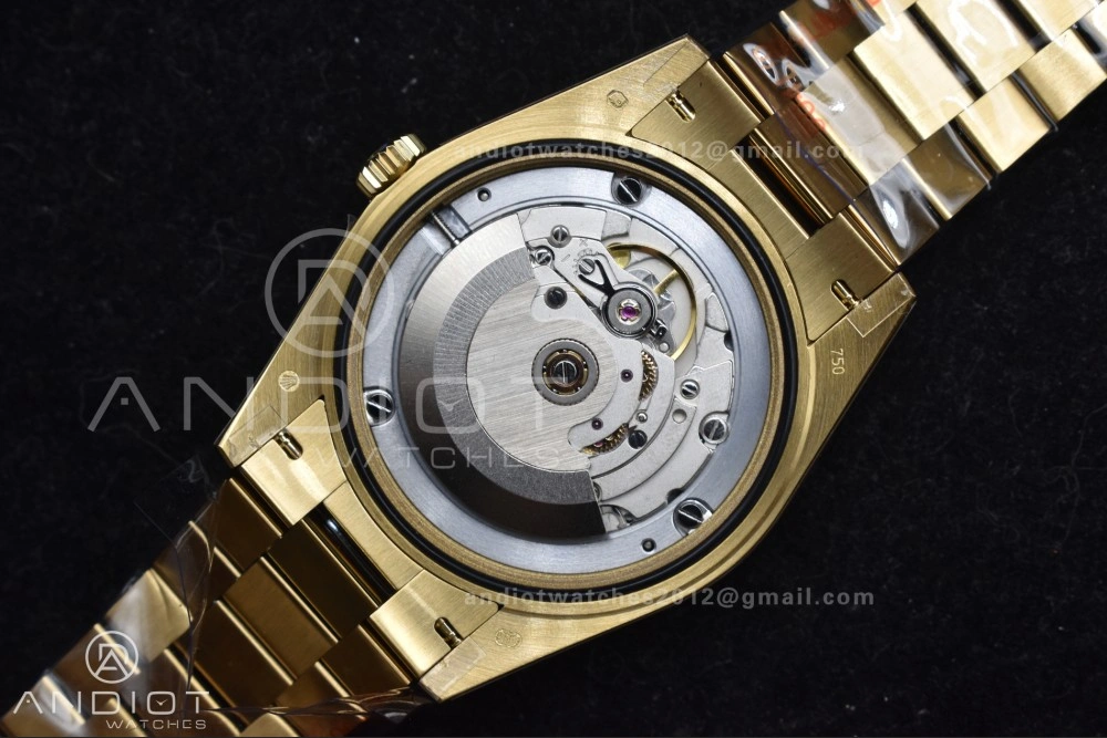 DayDate 40 YG QF Best Edition 904L Steel Green Black Dial on President Bracelet A2836 V4 (Gain Weight)