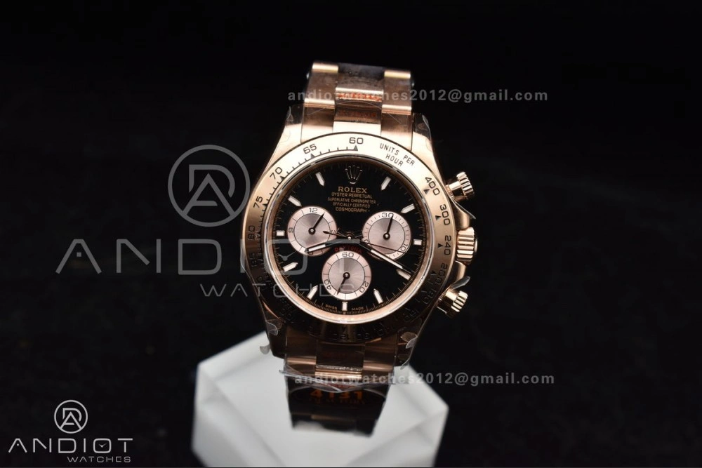 Daytona 116505 QF 1:1 Best Edition Black RG Dial on RG Bracelet SH4130 V3 (Gain Weight)