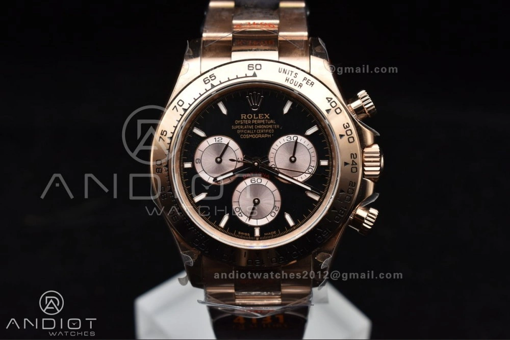 Daytona 116505 QF 1:1 Best Edition Black RG Dial on RG Bracelet SH4130 V3 (Gain Weight)