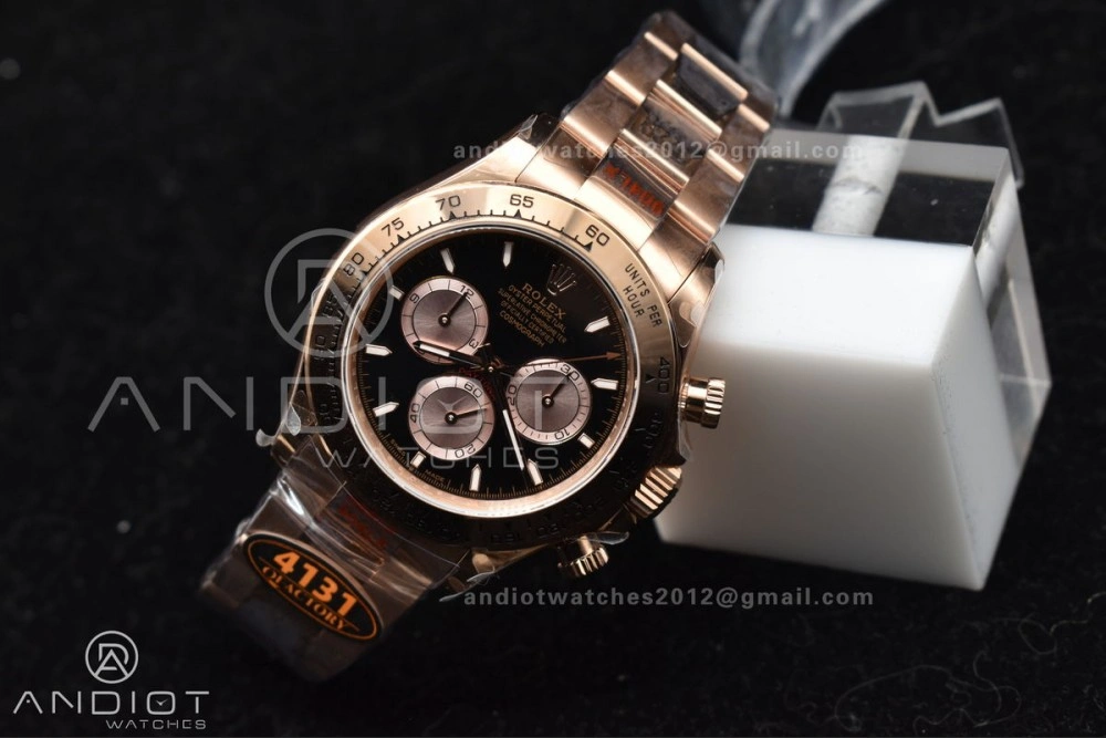 Daytona 116505 QF 1:1 Best Edition Black RG Dial on RG Bracelet SH4130 V3 (Gain Weight)