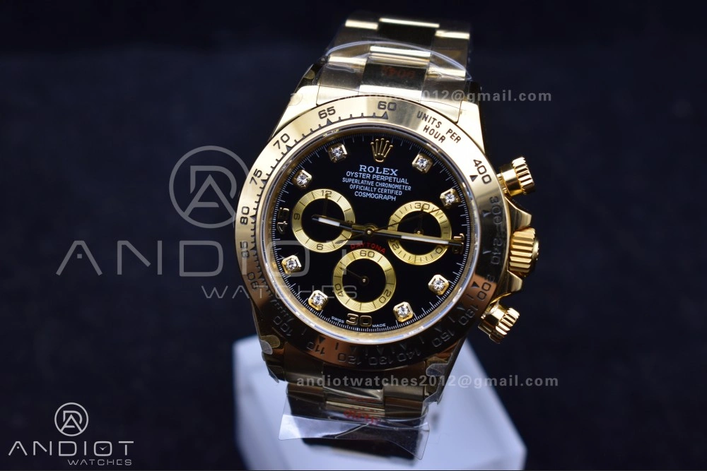 Daytona 116508 QF 1:1 Best Edition Black Diamonds Dial on YG Bracelet SH4130 V2