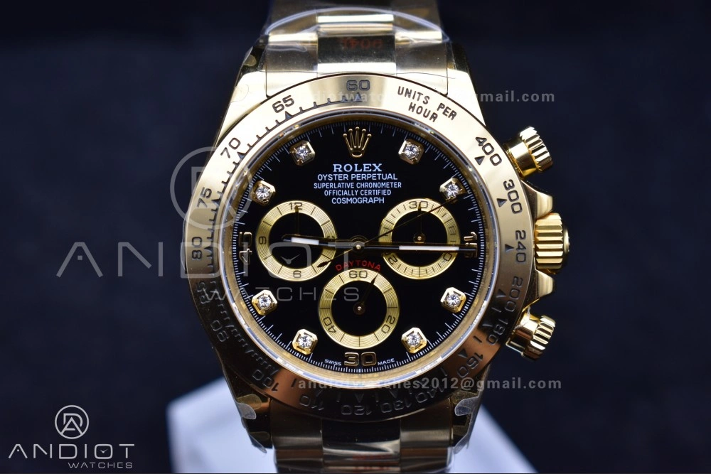 Daytona 116508 QF 1:1 Best Edition Black Diamonds Dial on YG Bracelet SH4130 V2