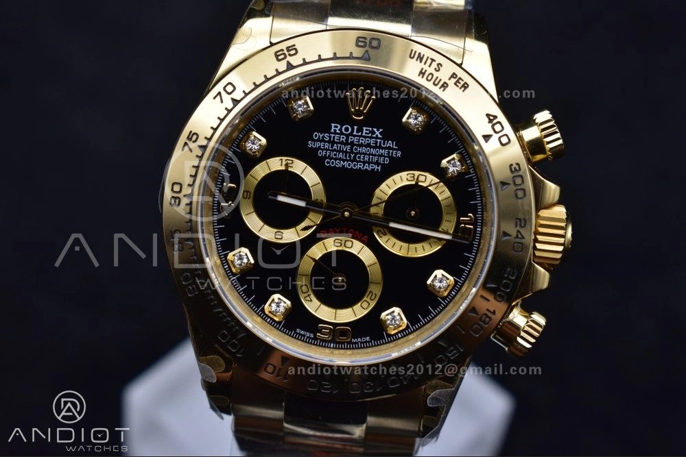 Daytona 116508 QF 1:1 Best Edition Black Diamonds Dial on YG Bracelet SH4130 V2