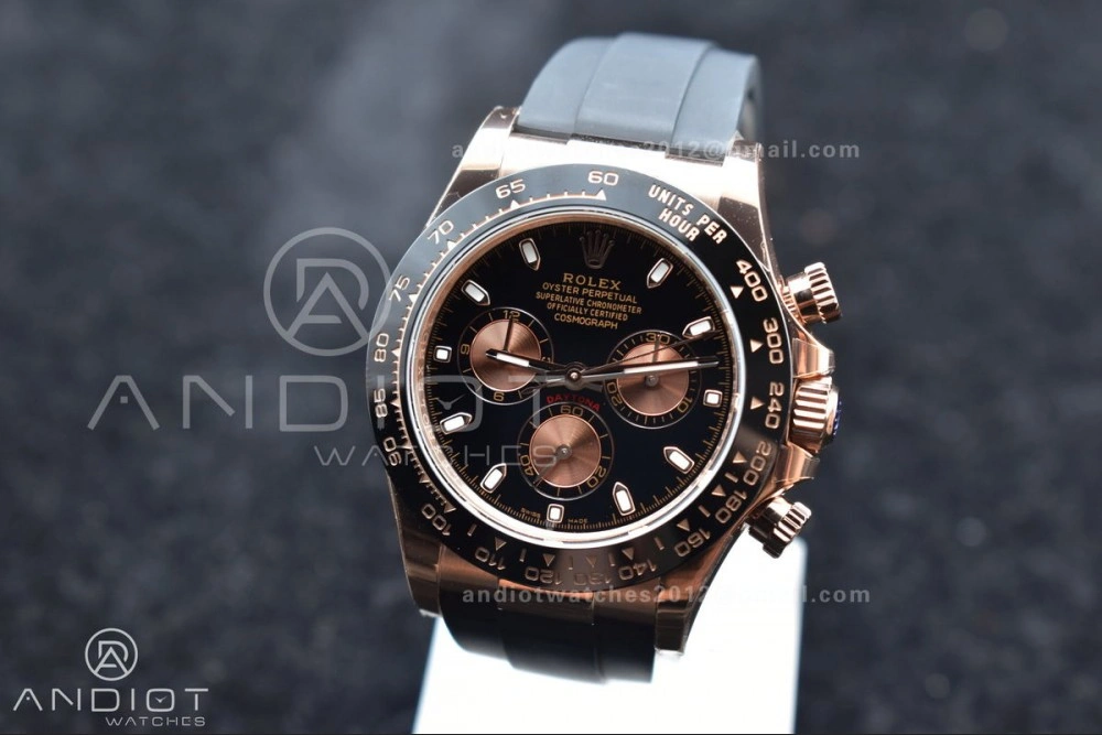 Daytona 116515 BTF 1:1 Best Edition Black RG Dial on Oysterflex Rubber Strap SA4130