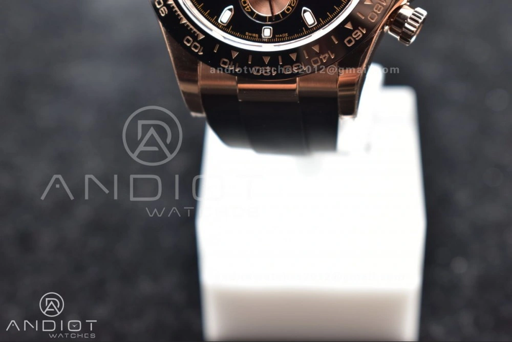 Daytona 116515 BTF 1:1 Best Edition Black RG Dial on Oysterflex Rubber Strap SA4130