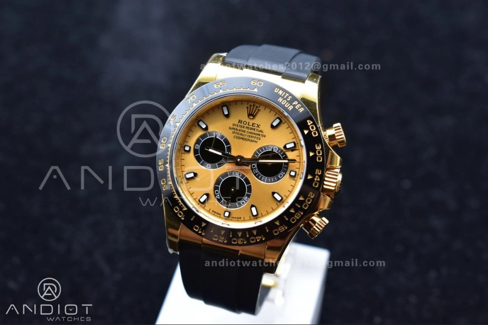 Daytona 116518 BTF 1:1 Best Edition YG Black Dial on Oysterflex Rubber Strap SA4130