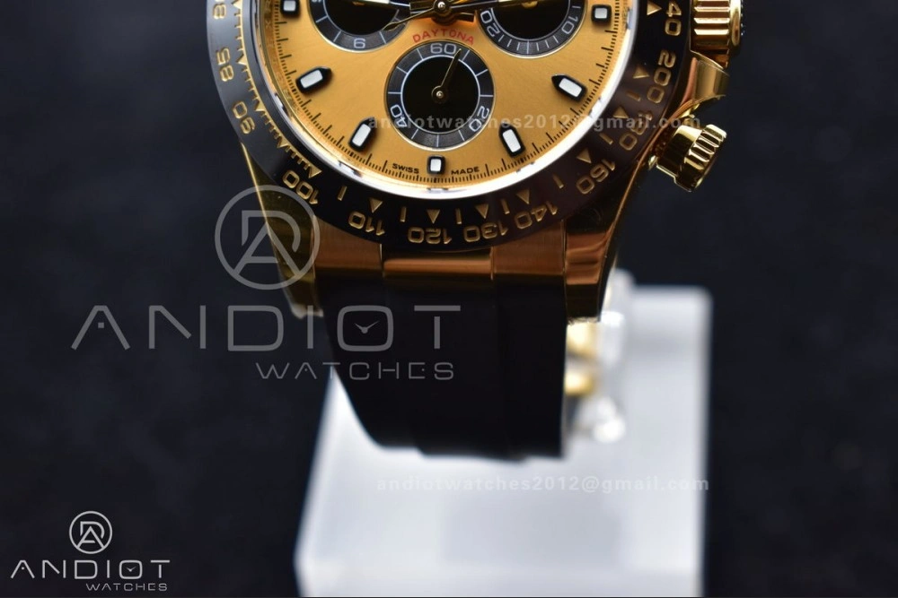 Daytona 116518 BTF 1:1 Best Edition YG Black Dial on Oysterflex Rubber Strap SA4130
