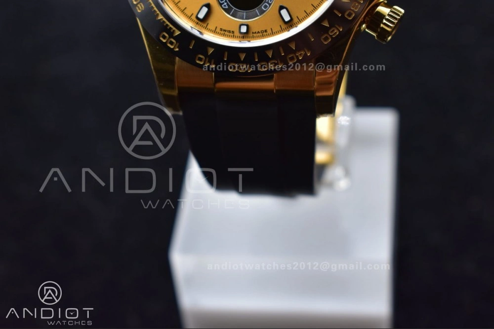 Daytona 116518 BTF 1:1 Best Edition YG Black Dial on Oysterflex Rubber Strap SA4130