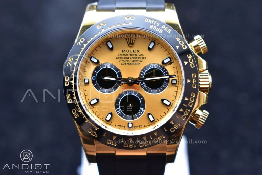 Daytona 116518 BTF 1:1 Best Edition YG Black Dial on Oysterflex Rubber Strap SA4130