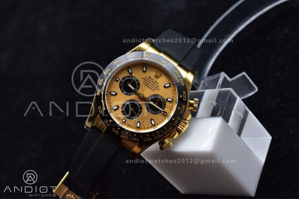 Daytona 116518 BTF 1:1 Best Edition YG Black Dial on Oysterflex Rubber Strap SA4130